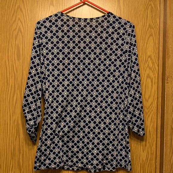 Navy and White Design Women Blouse - Picture 2 of 5